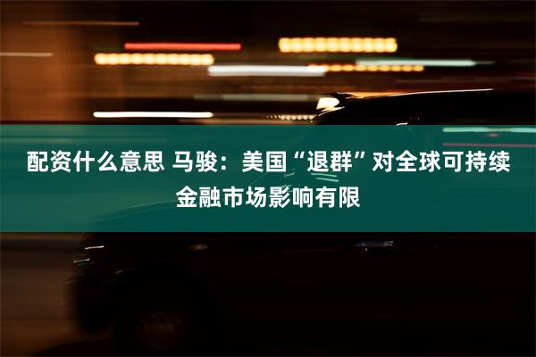 配资什么意思 马骏：美国“退群”对全球可持续金融市场影响有限